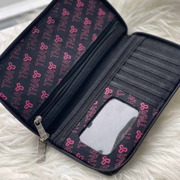 Aritzia Handbags - Aritzia (TNA) Pink & Black Wallet
